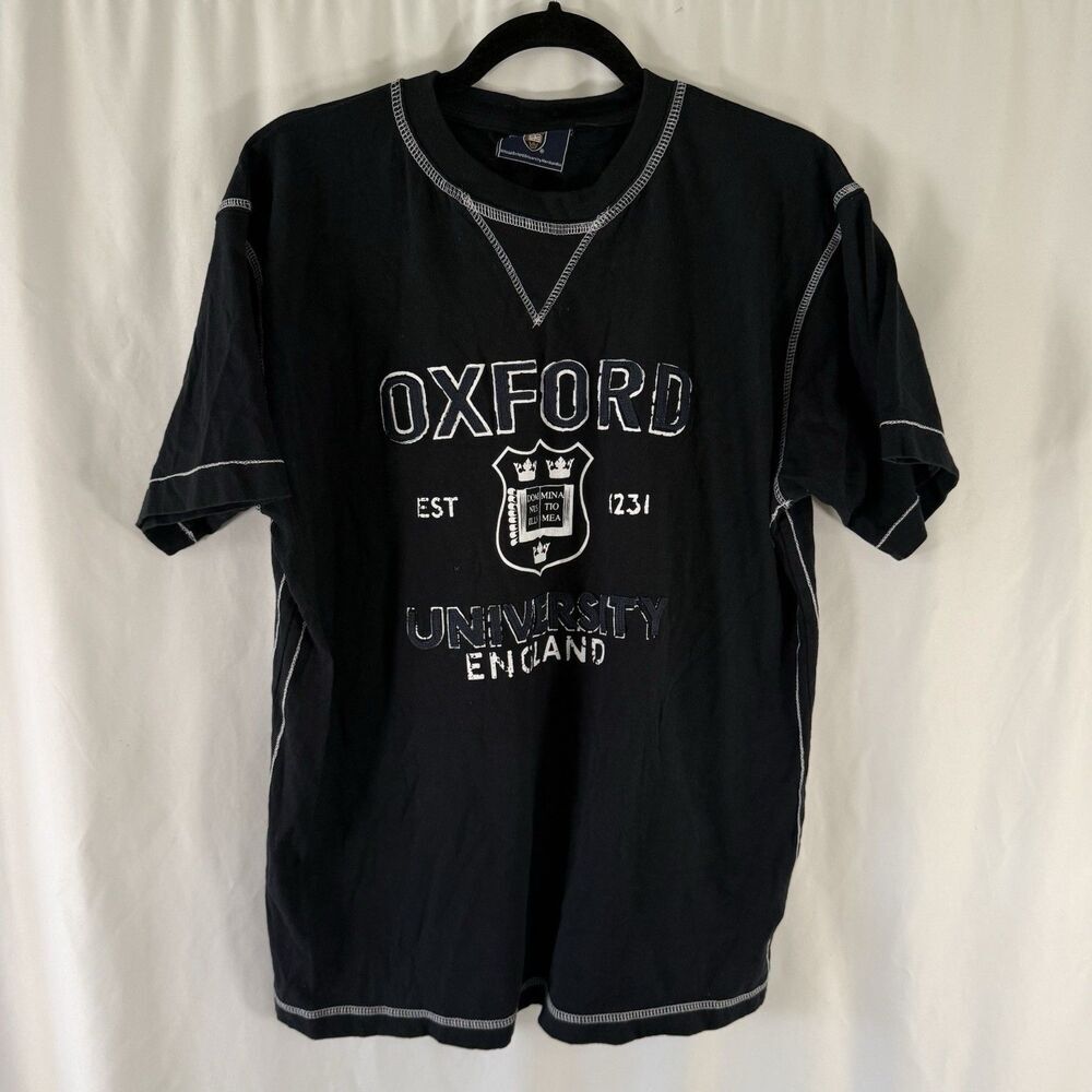 Official Oxford University T-Shirt Unisex Large Black Short Sleeve Crewneck